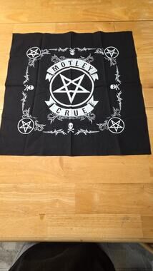 Mötley Crüe Bandana Black White Pentagram Skull Logo Official Rock Off New